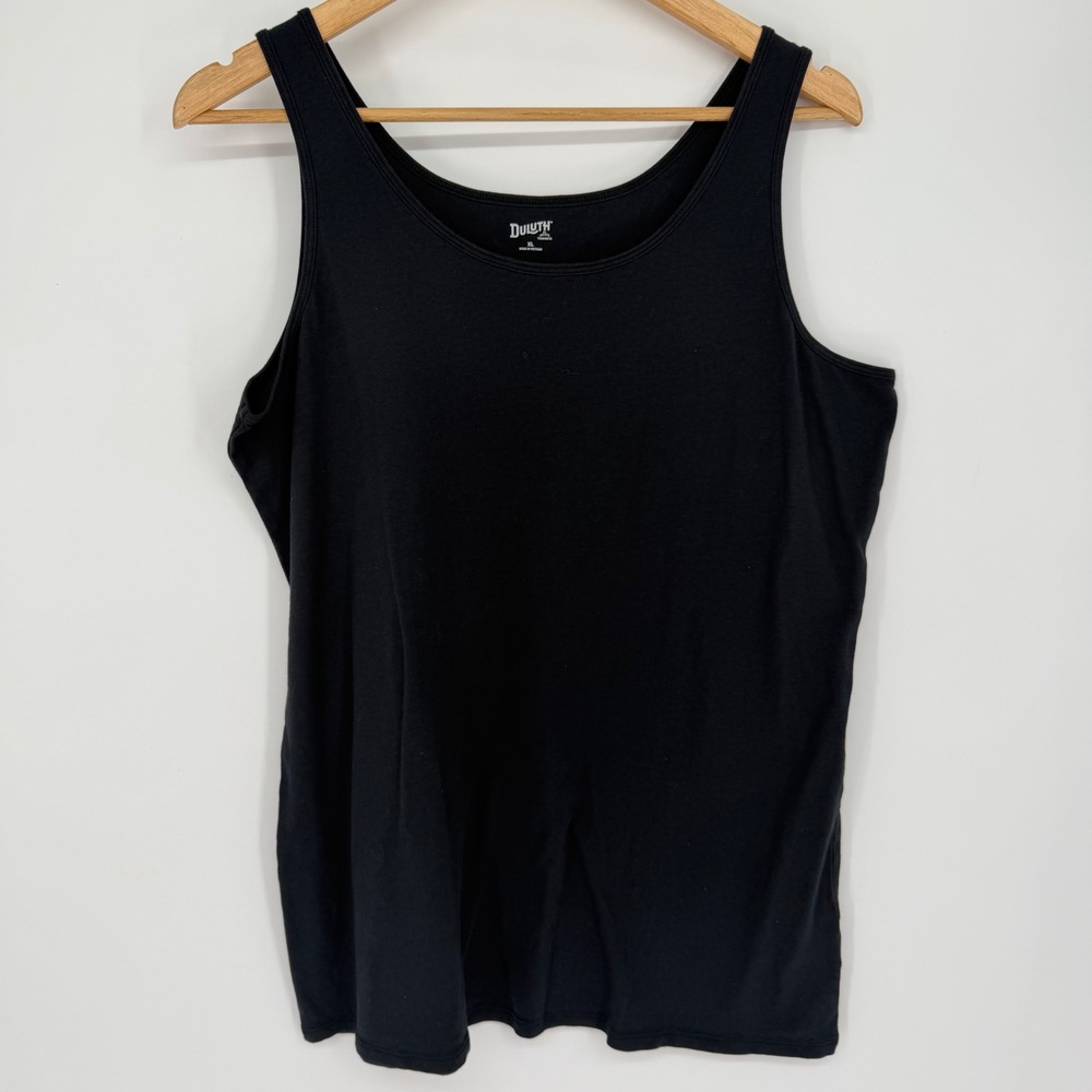 Duluth Trading Co Womens XL Black Scoop Neck Cotton Spandex Tank Top Sleeveless